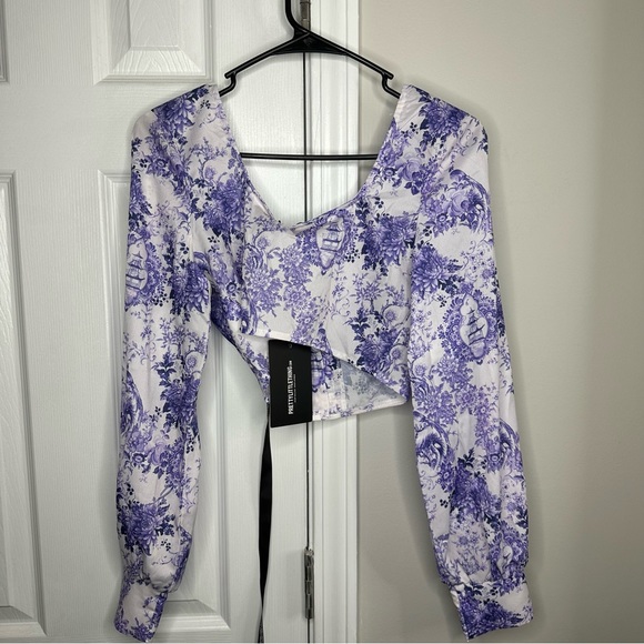 PURPLE CROP TOP BUTTON UP - Picture 2 of 2